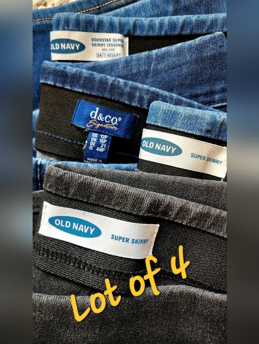 Sz 12 Lot Of 4 Pull On Skinny Denim Jeams